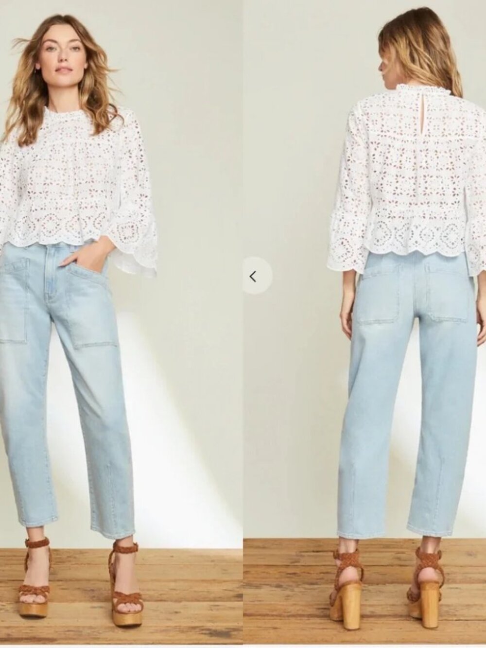 Veronica Beard Charlie Barrel Leg High-Rise Everest Wash Size 26